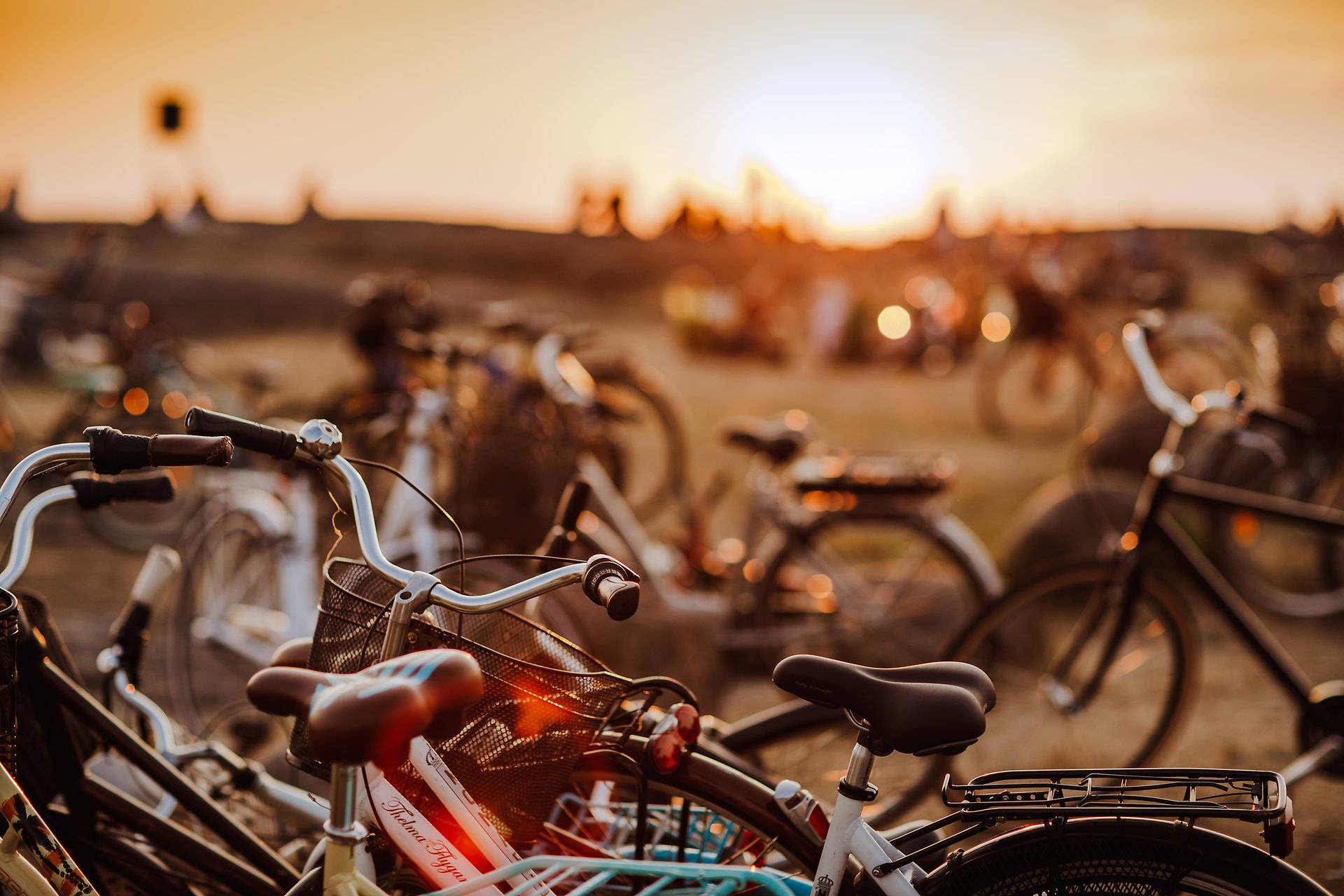 Cyklar i solnedgång